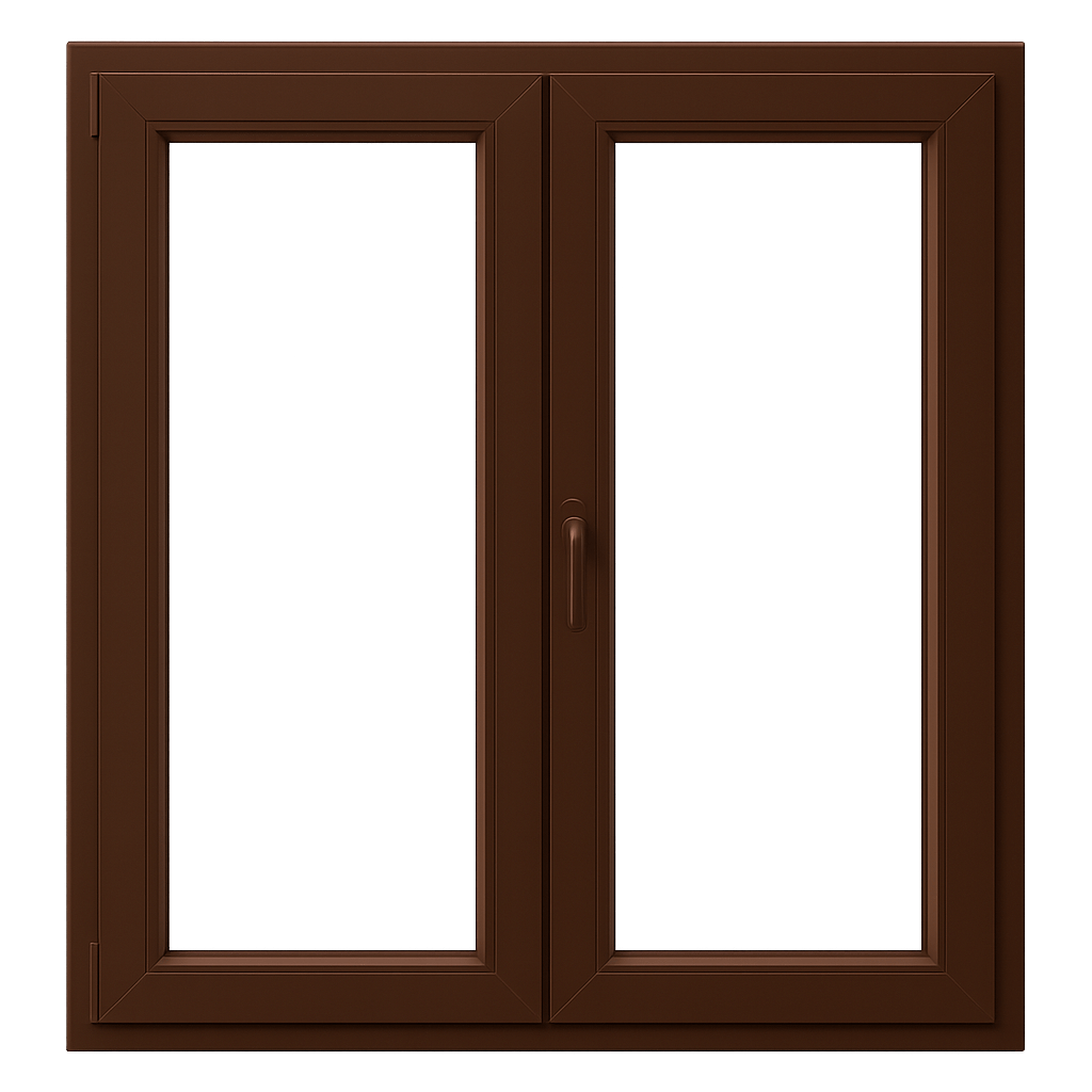 ventana dos hojas marron